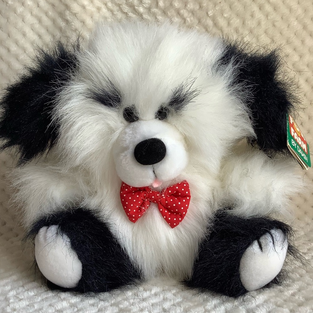 Vintage 1985 DAKIN Fun Farm Plush BONES Shaggy Dog Stuffed Animal w Tags